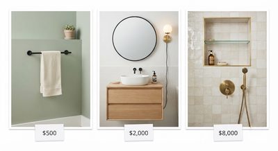 The $500, $2,000, and $8,000 Bathroom: Three Tiers, Three Plans