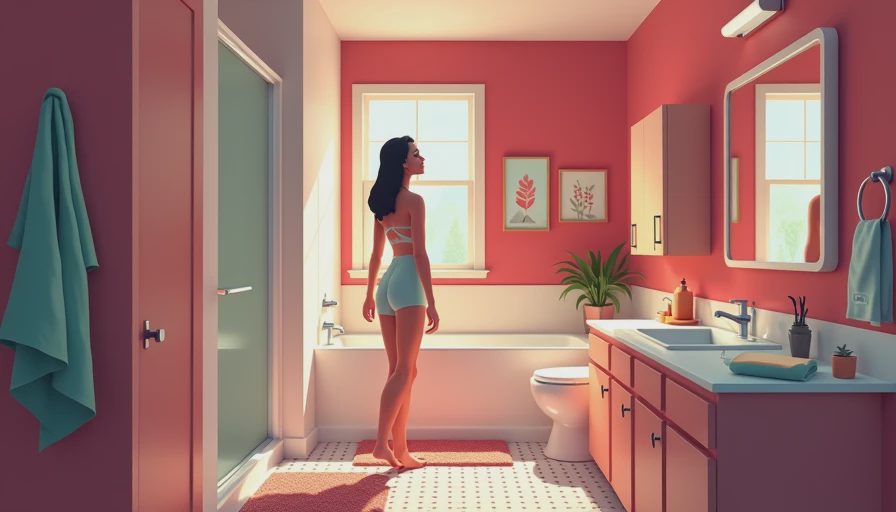 Visual context for bathroom floor tile