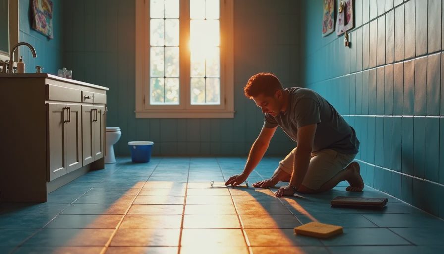 Visual context for bathroom flooring
