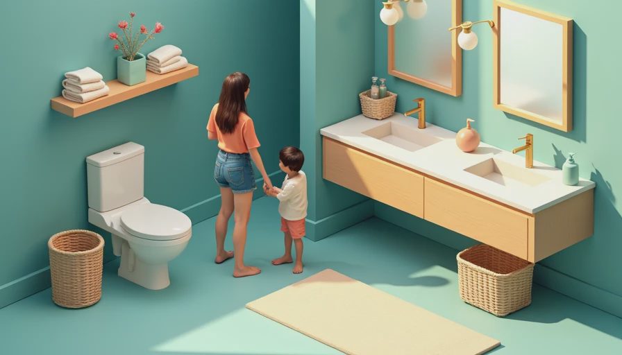 Visual context for bathroom storage cabinet
