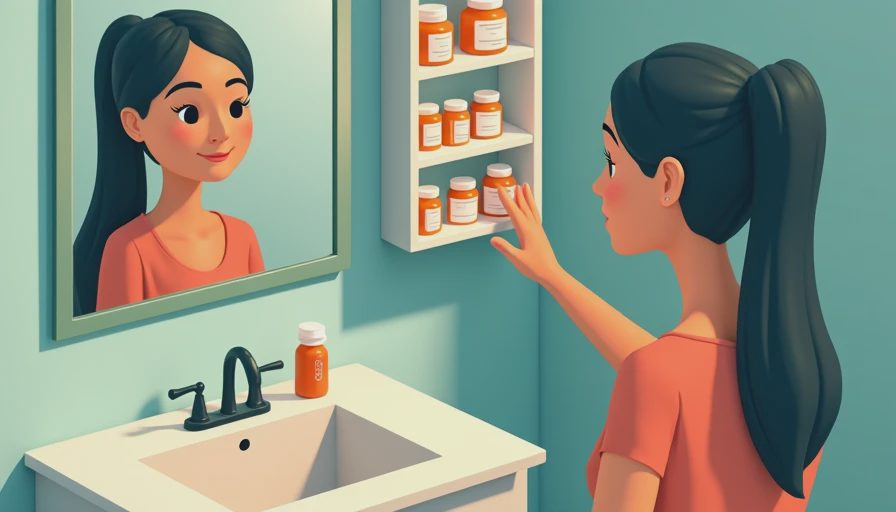 Visual context for medicine cabinet with mirror