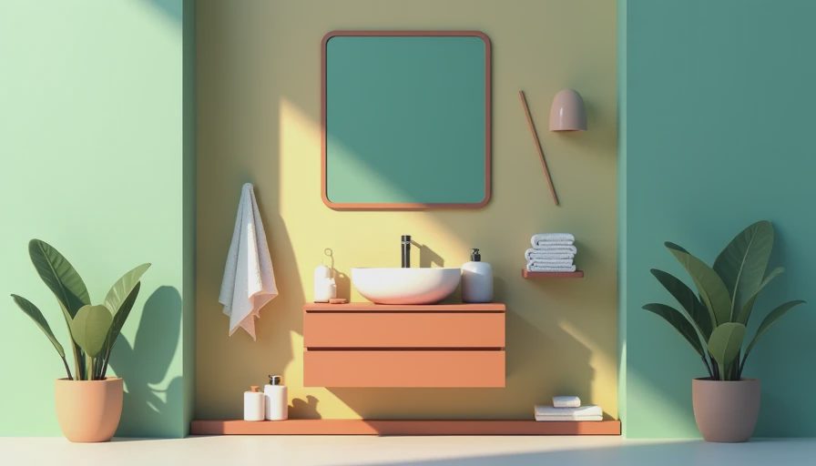 Illustration for medicine cabinet with mirror