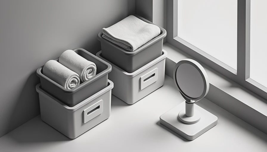Visual context for bathroom organizer