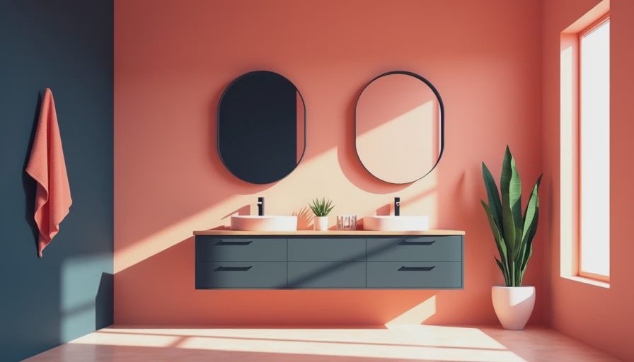 Visual context for wood vanity top