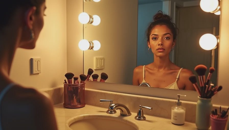 Visual context for vanity mirror with lights